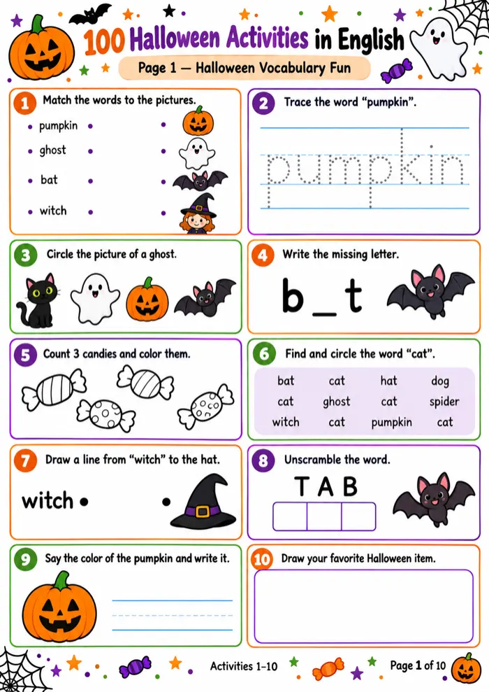 Sample 1 of Halloween activities for kids