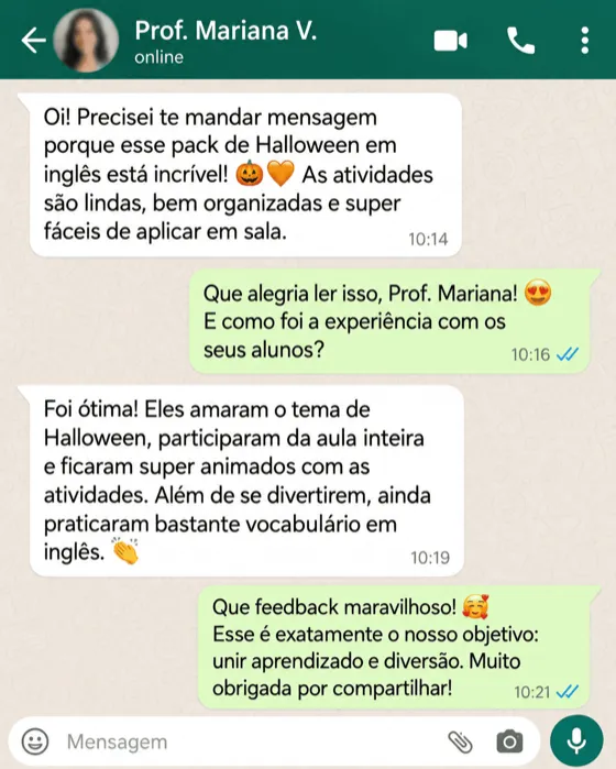 Customer testimonial 1 about Halloween activities